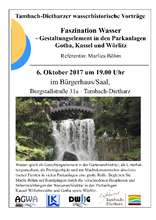Plakat: Faszination Wasser &mdash; Gestaltungselement in den Parkanlagen Gotha, Kassel und Wörlitz
